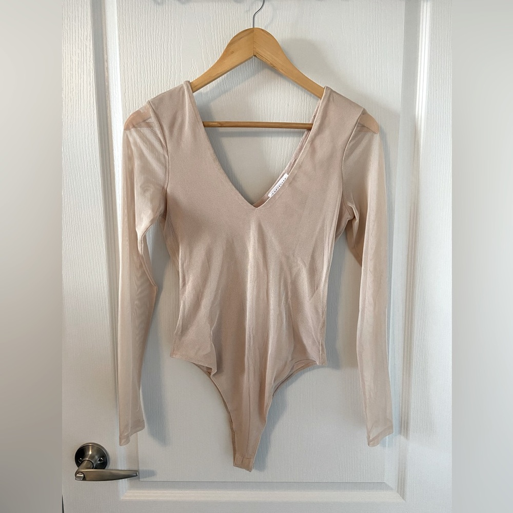 Socialite beige mesh bodysuit